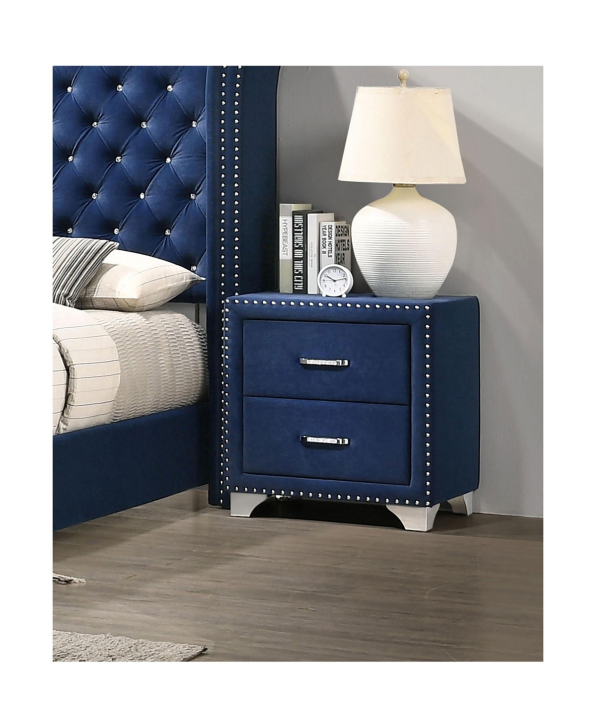 Flynama Pacific Velvet 2 Drawer Nightstand