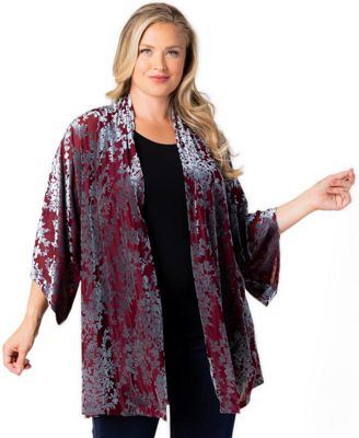 Plus Size Dahlia Velvet Dolman-Sleeve Side-Slit Duster