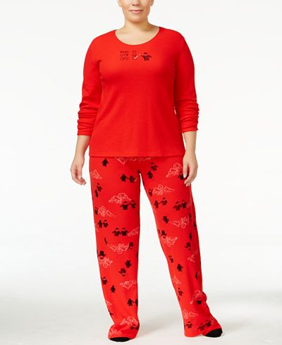 Hue Plus Size Thermal Pajama Set with Socks