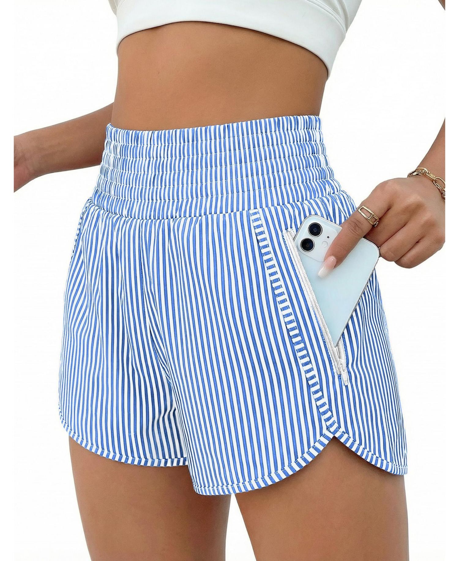 Синий Striped Средний