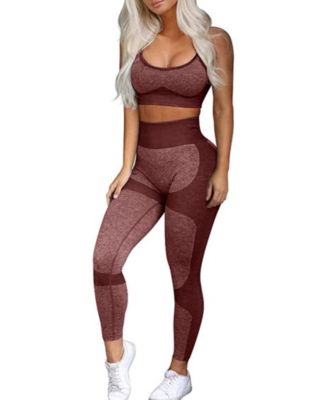 Women's Seamless High-Waisted Compression Sports Bra and Leggings, 2-Piece Set