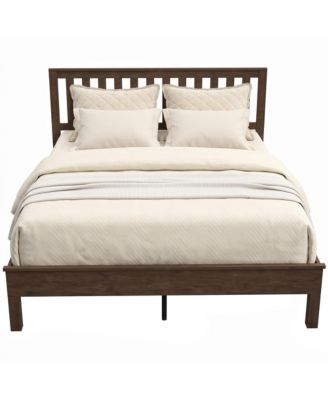Queen Size Wood Platform Bed Frame, Mid-Century Bed Frame