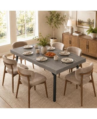 71-Inch Industrial Dining Table For 4-6 People, Rectangular Kitchen Table Built With Sturdy Metal Frame