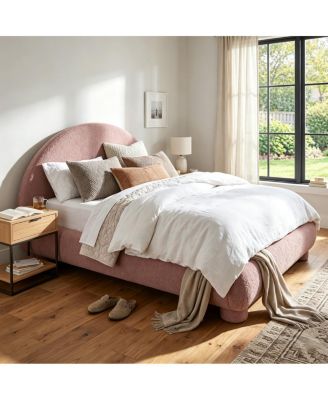 Full Boucle Arched Platform Bed