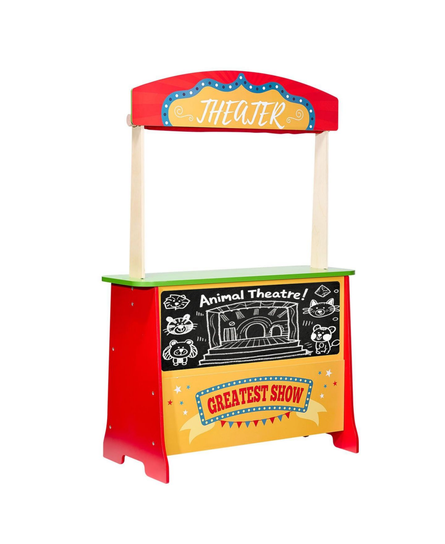 Детский игровой набор Mecale Puppet Theater and Grocery Store 2-in-1 Reversible 35-Piece Playset, Ages 3+, цвет: Красный — фото 10