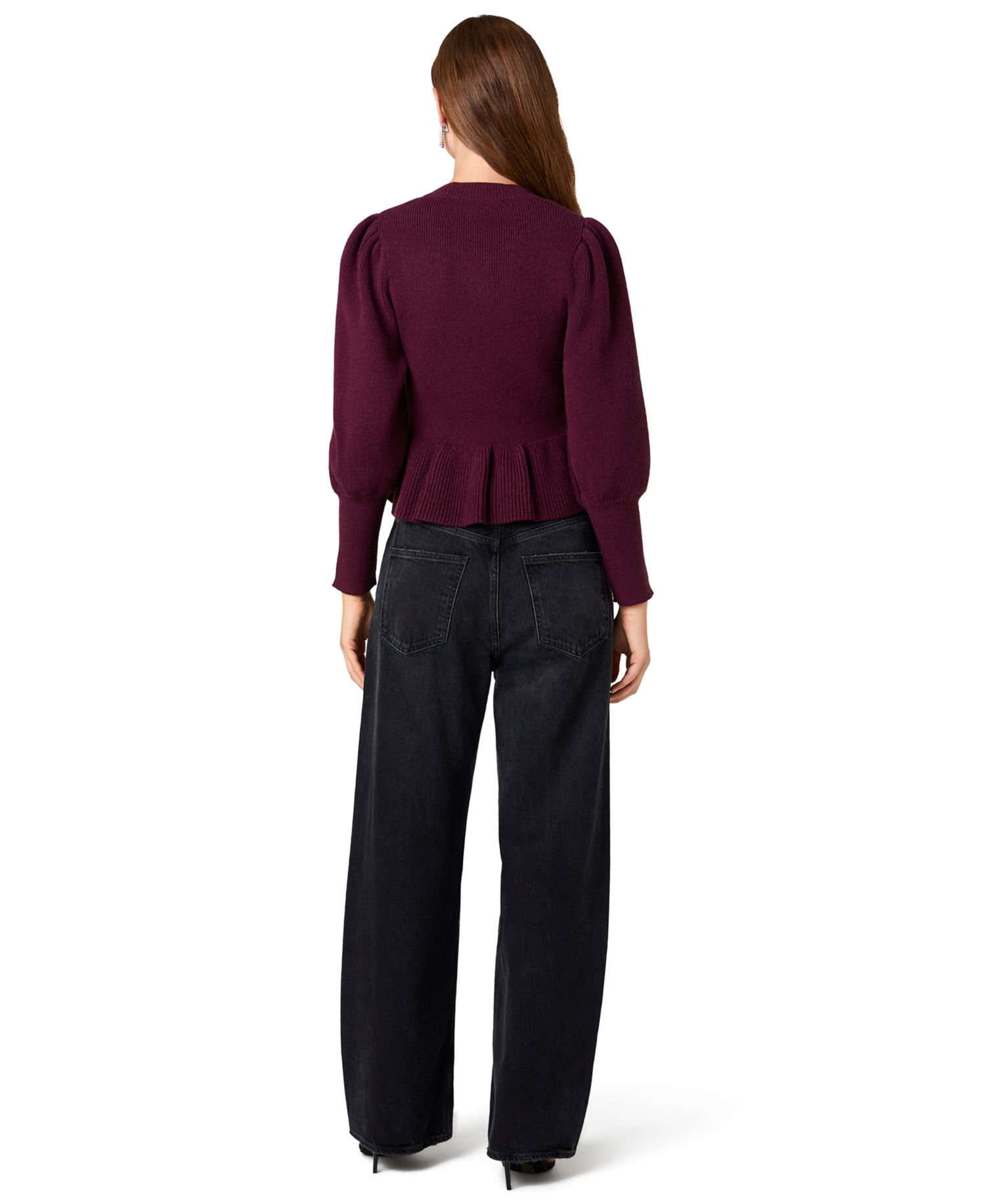 Women's Sloane Long-Balloon-Sleeve Peplum Sweater