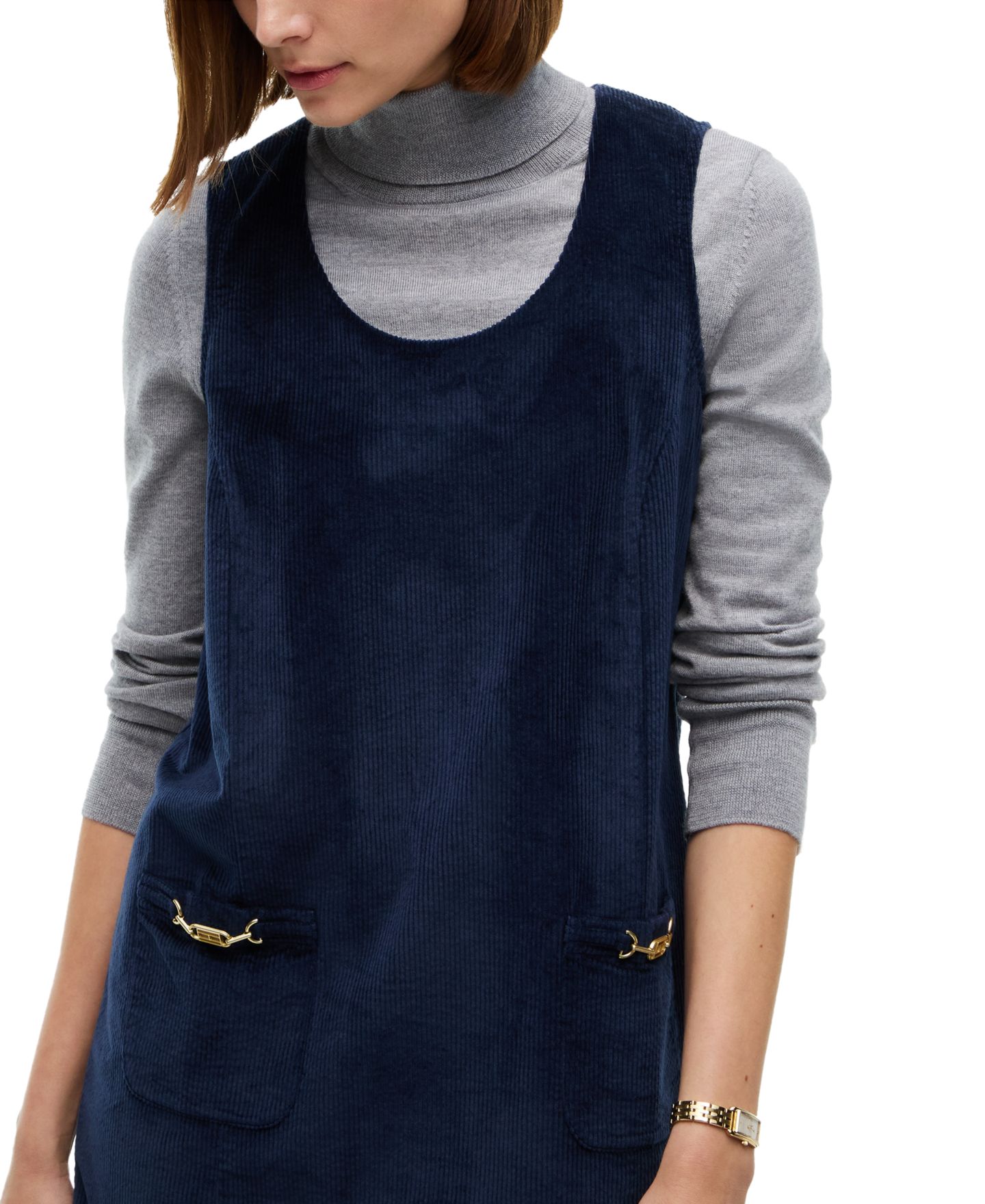 Женское платье Tommy Hilfiger Corduroy Scoop Neck Mini, цвет: Тёмный синий — фото 4