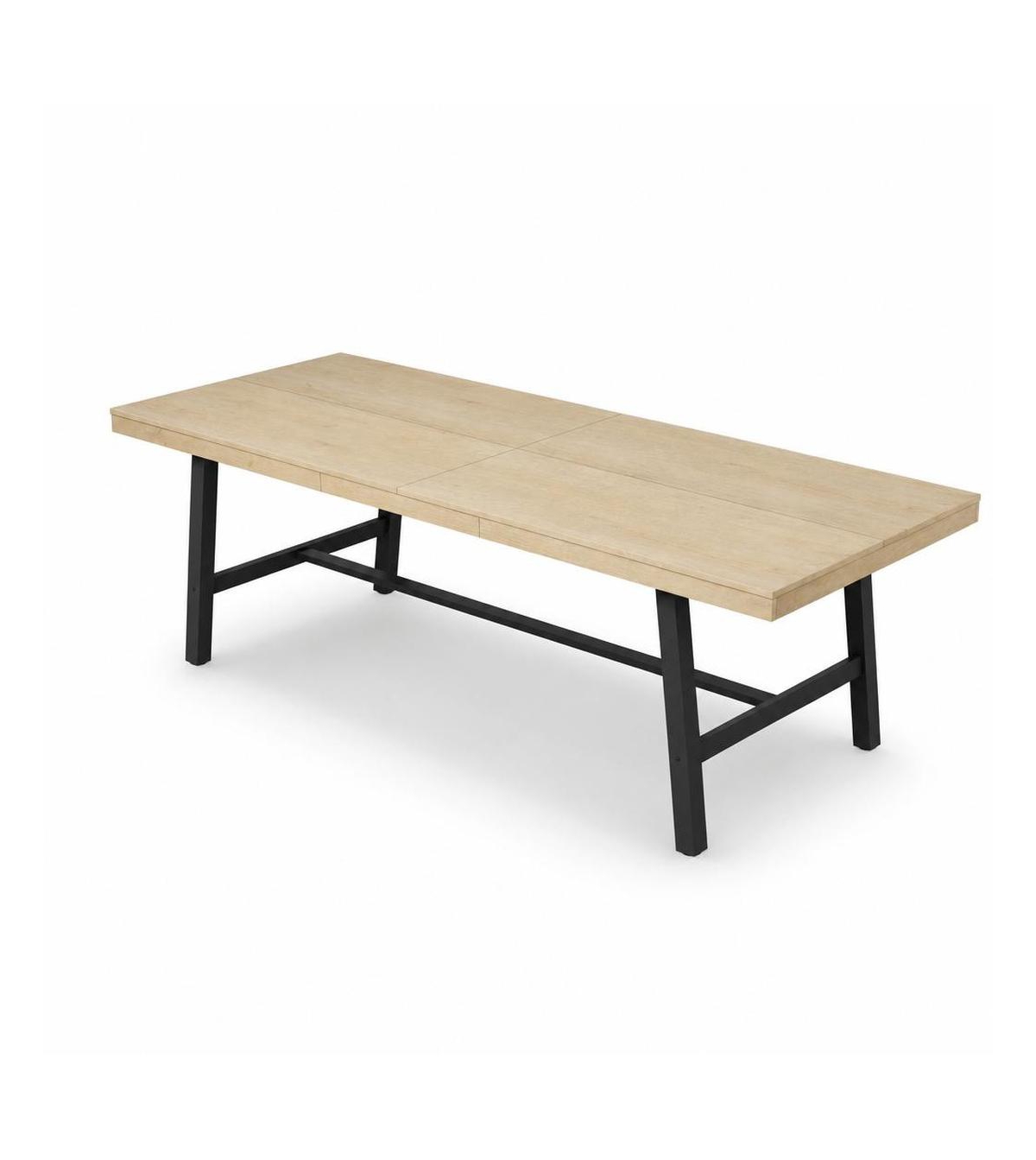 homfan Industrial Extra-Large Rectangular Dining Table â Thick Wood Top with Waterproof Finish, Heavy-Duty Metal Legs, Seats 8-10 - Natural