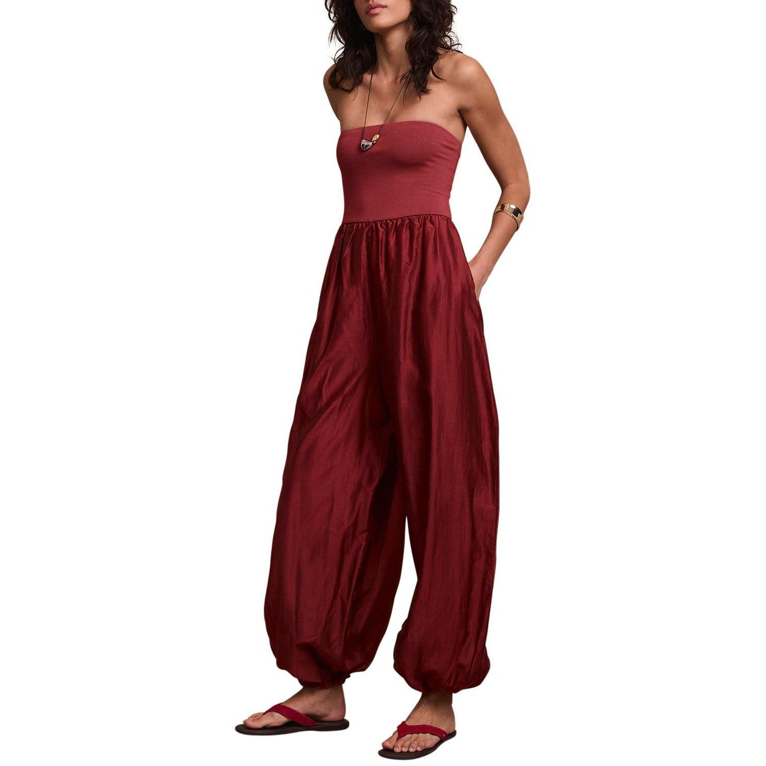 Women's Bandeau Balloon Pull-On Jumpsuit