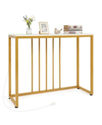 39 Inch Modern Console Table with Built in Charging Station