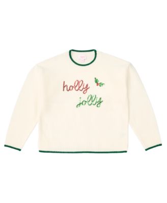 Girls' 7-16 Holly Jolly Long-Sleeve Crewneck Sequin Sweater