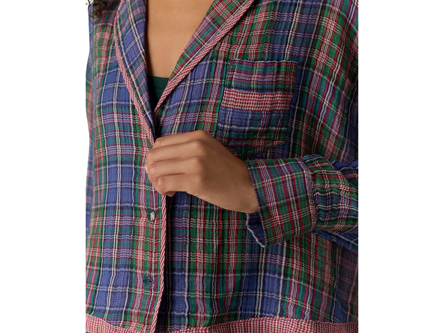 Женская рубашка Free People One And Done Plaid Long-Sleeve PJ, цвет: Полуночный комбинированный — фото 4