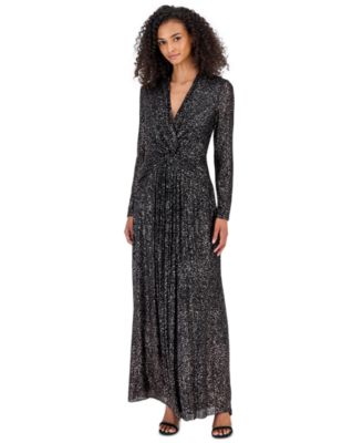 Women's Twist Front V-Neck Pliss&eacute; Maxi Dress