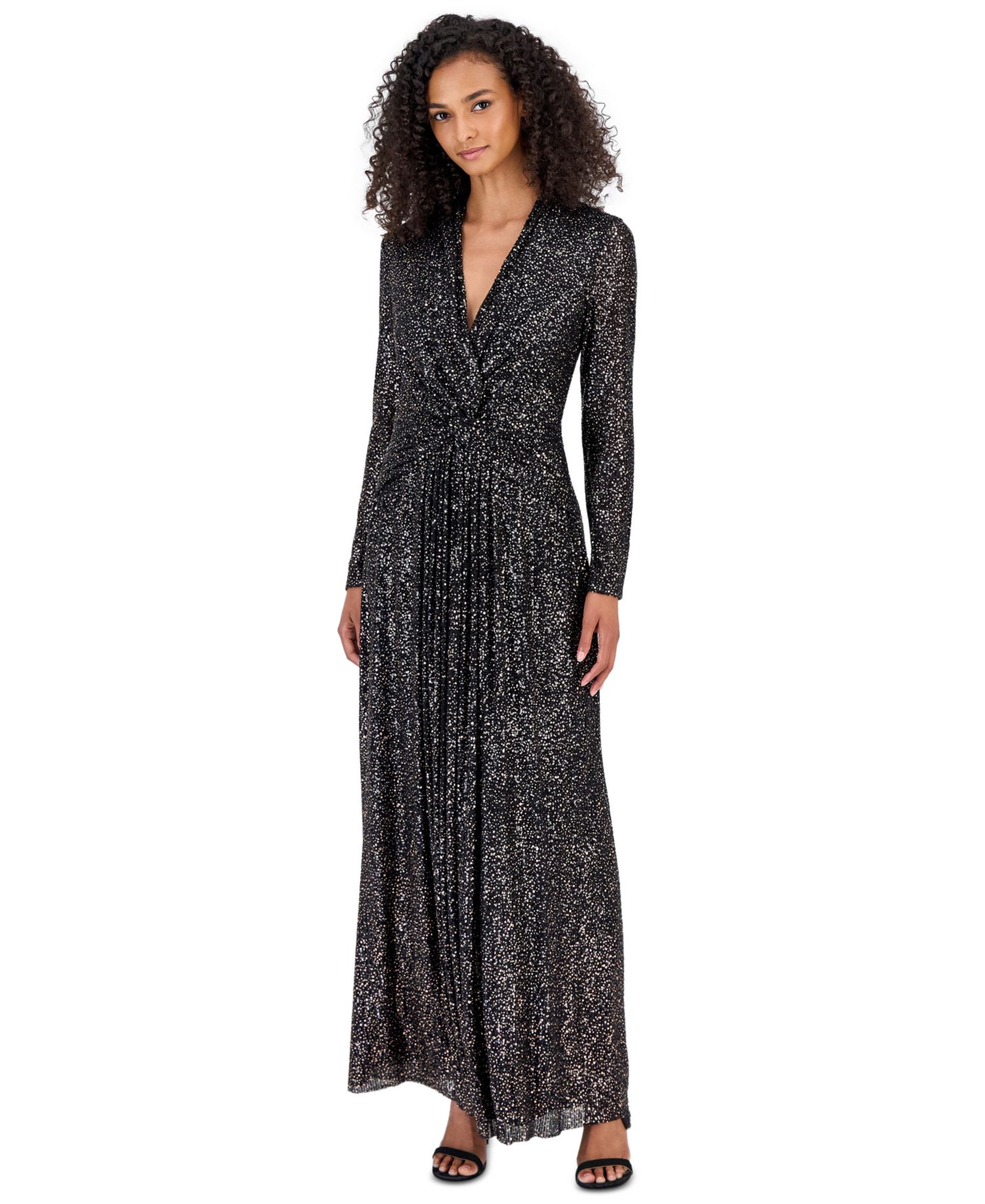 Plus Twist Front V-Neck Pliss&eacute; Maxi Dress