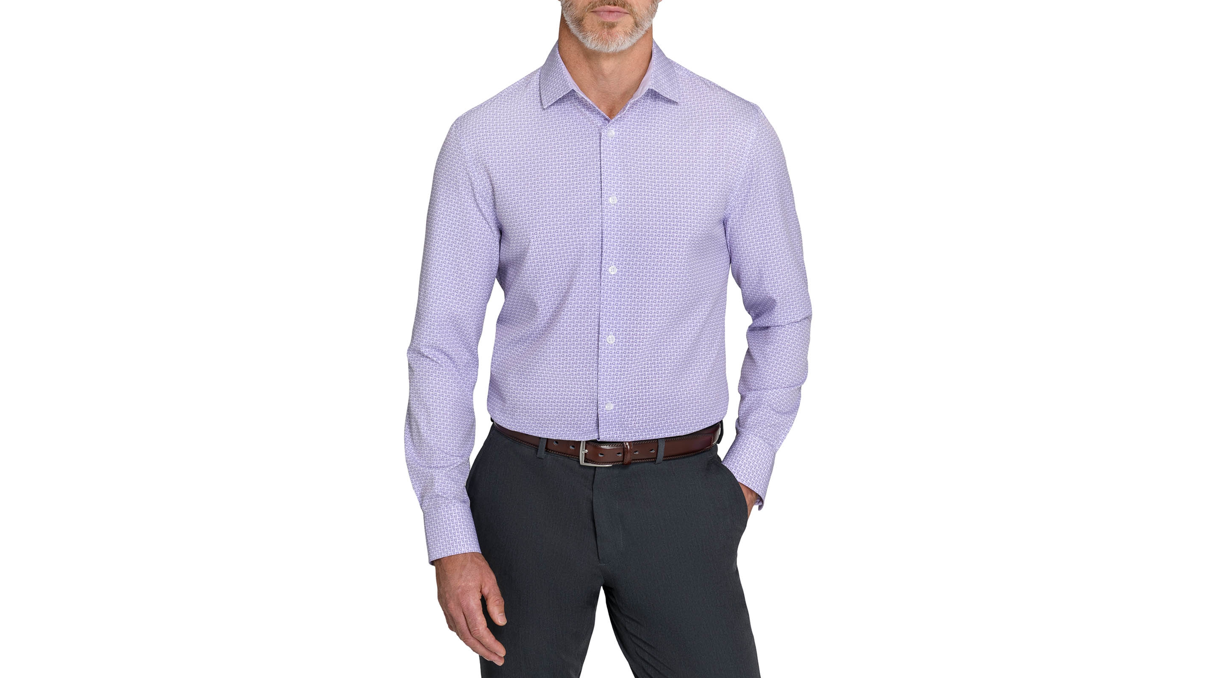 ConStruct Men's Slim Fit 4-Way Stretch Print Dress Shirt