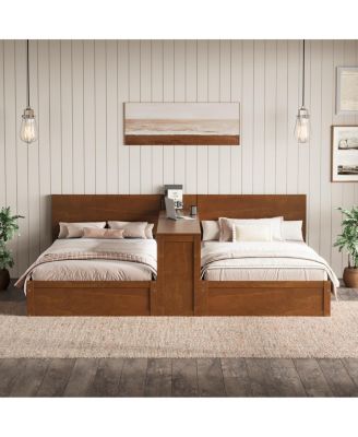 Twin Platform Bed Set with Adjustable Storage Desk