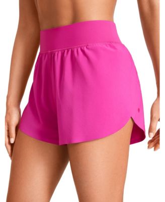 High Waisted Split Running Shorts 3 Inch Quick Dry Soft Fabric Built In Liner