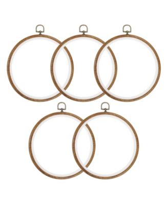 5 Pieces Embroidery Hoops Round Imitated Wood Cross Stitch Frame For Craft Sewing Decoration