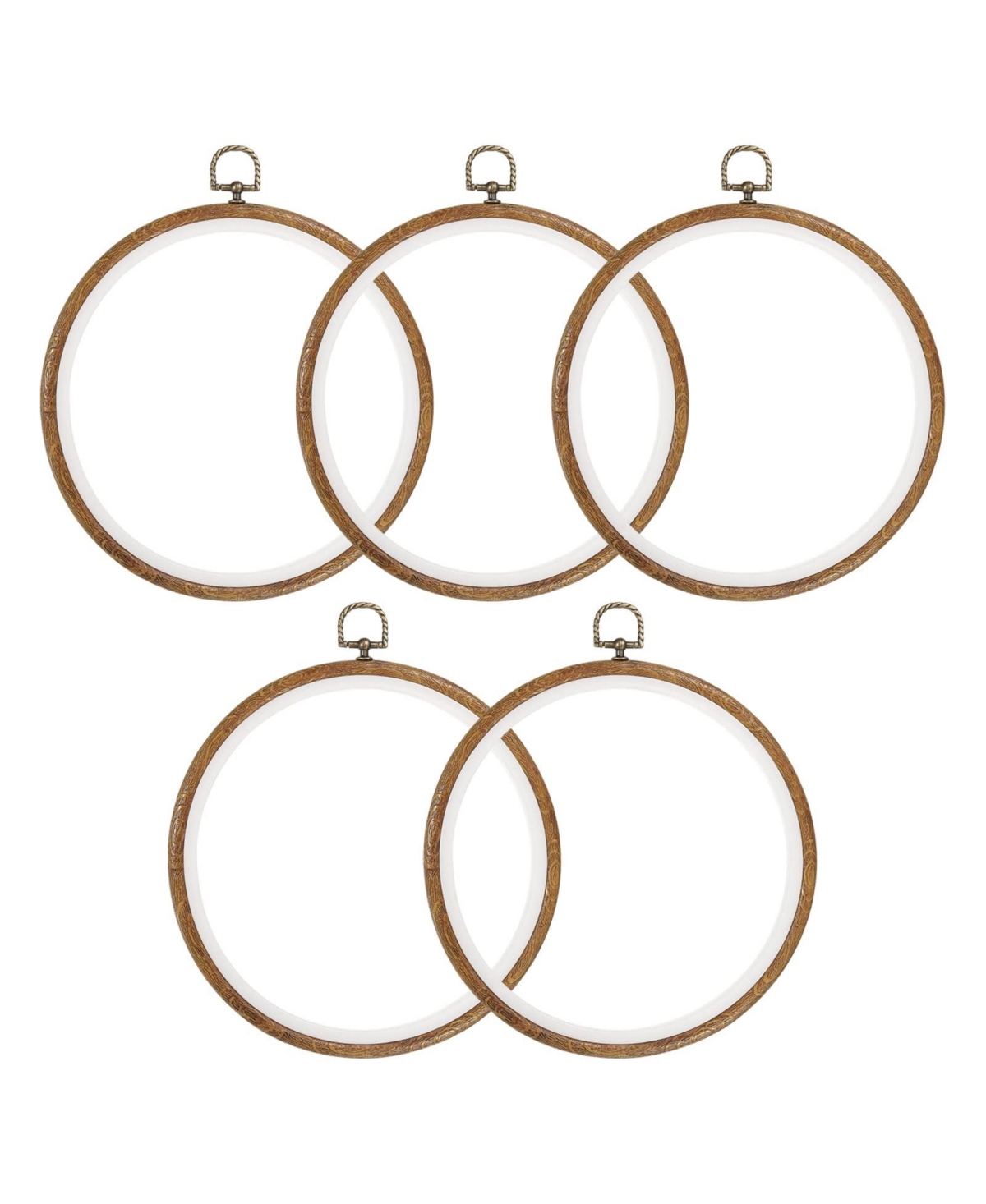 Aeelike 5 Pieces Embroidery Hoops Round Imitated Wood Cross Stitch Frame For Craft Sewing Decoration