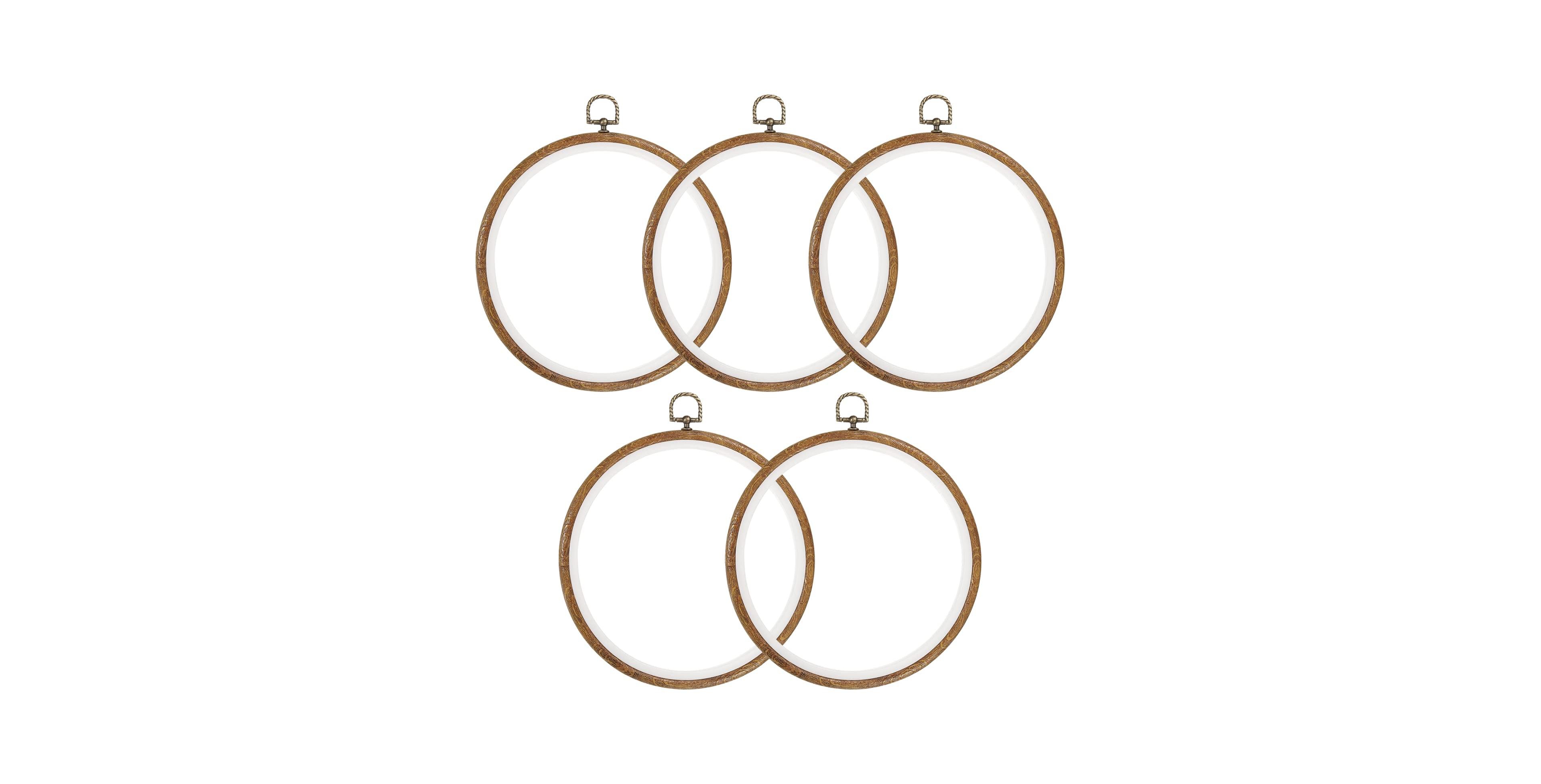 Aeelike 5 Pieces Embroidery Hoops Round Imitated Wood Cross Stitch Frame For Craft Sewing Decoration