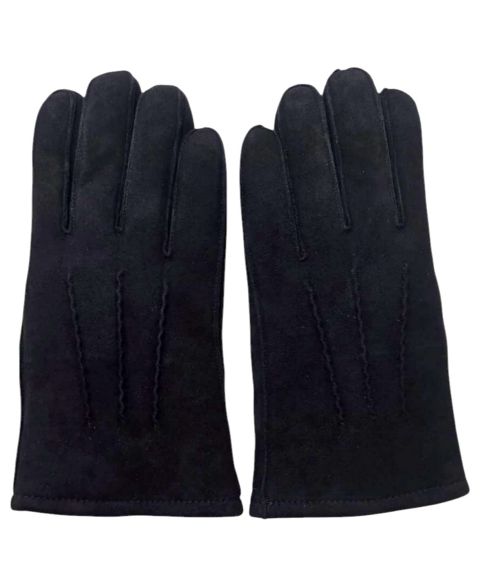 Мужские перчатки Club Room Italian Leather Touchscreen Suede Shearling-Lined, цвет: Чёрный