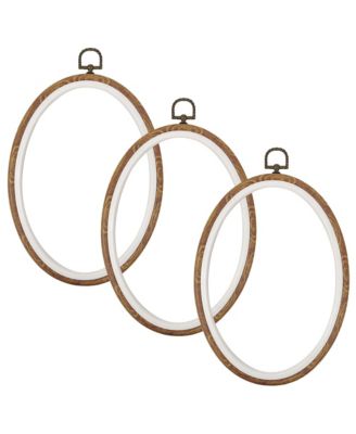 3 Piece Imitated Wood Oval Embroidery Hoop Set For Craft Display Wall Decor