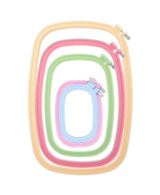 5 Square Plastic Embroidery Hoop Set For Sewing Cross Stitch Diy Craft Projects