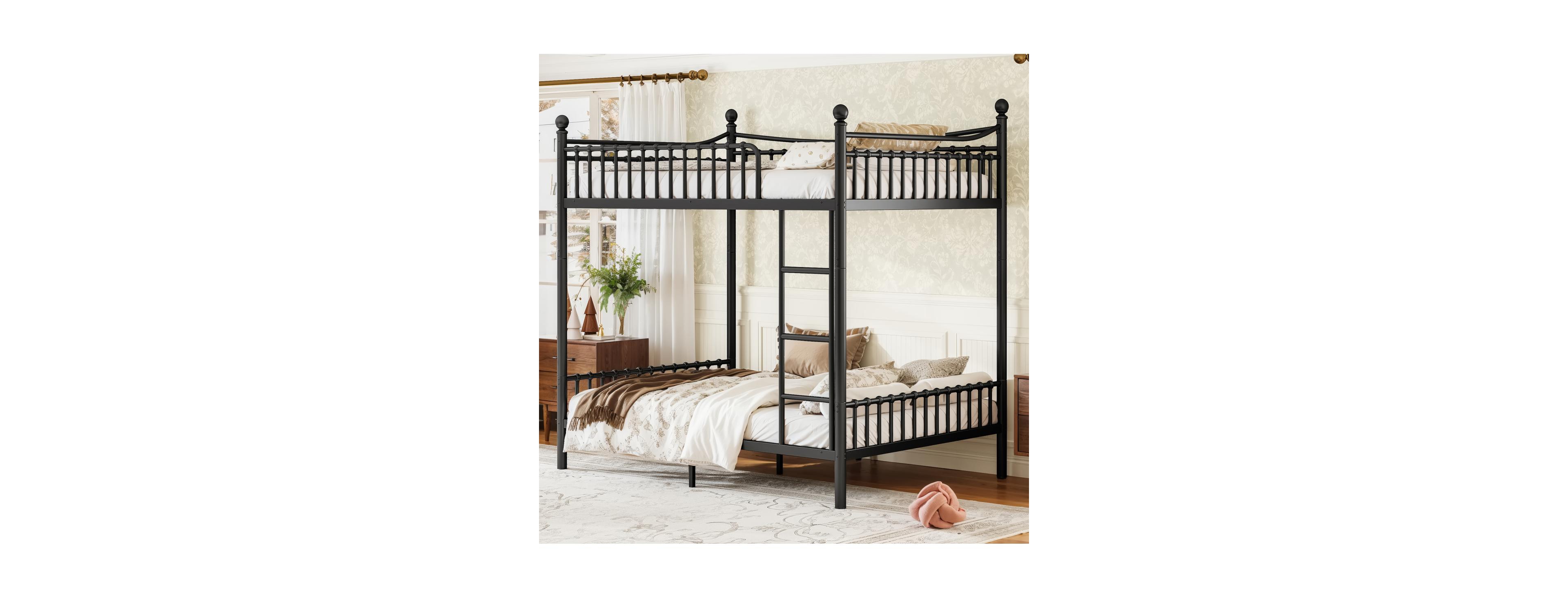 Streamdale Furniture Full over Full Metal Bunk Bed with Curved Guardrail