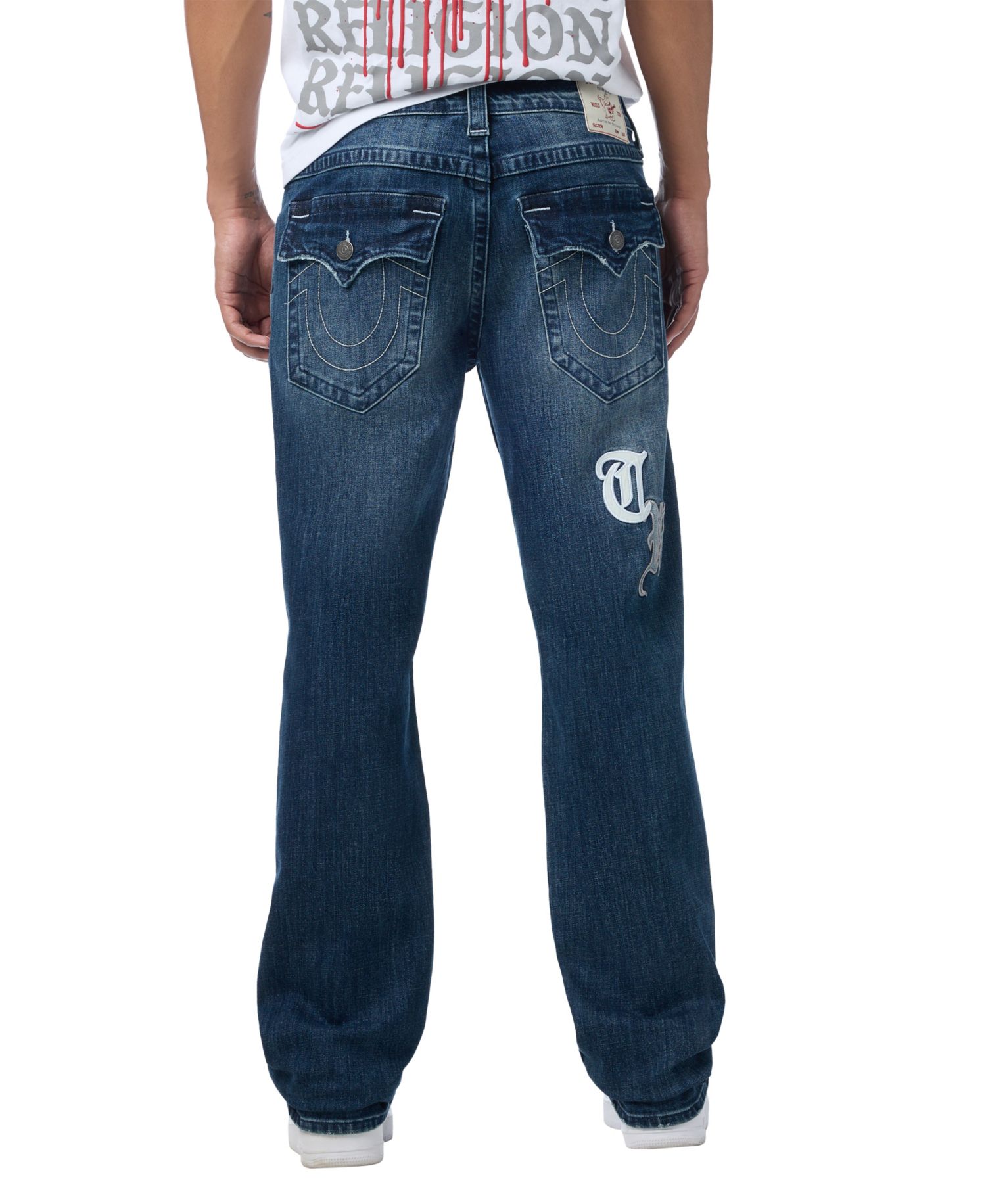Men's Ricky Script Repeat Straight-Leg Jeans