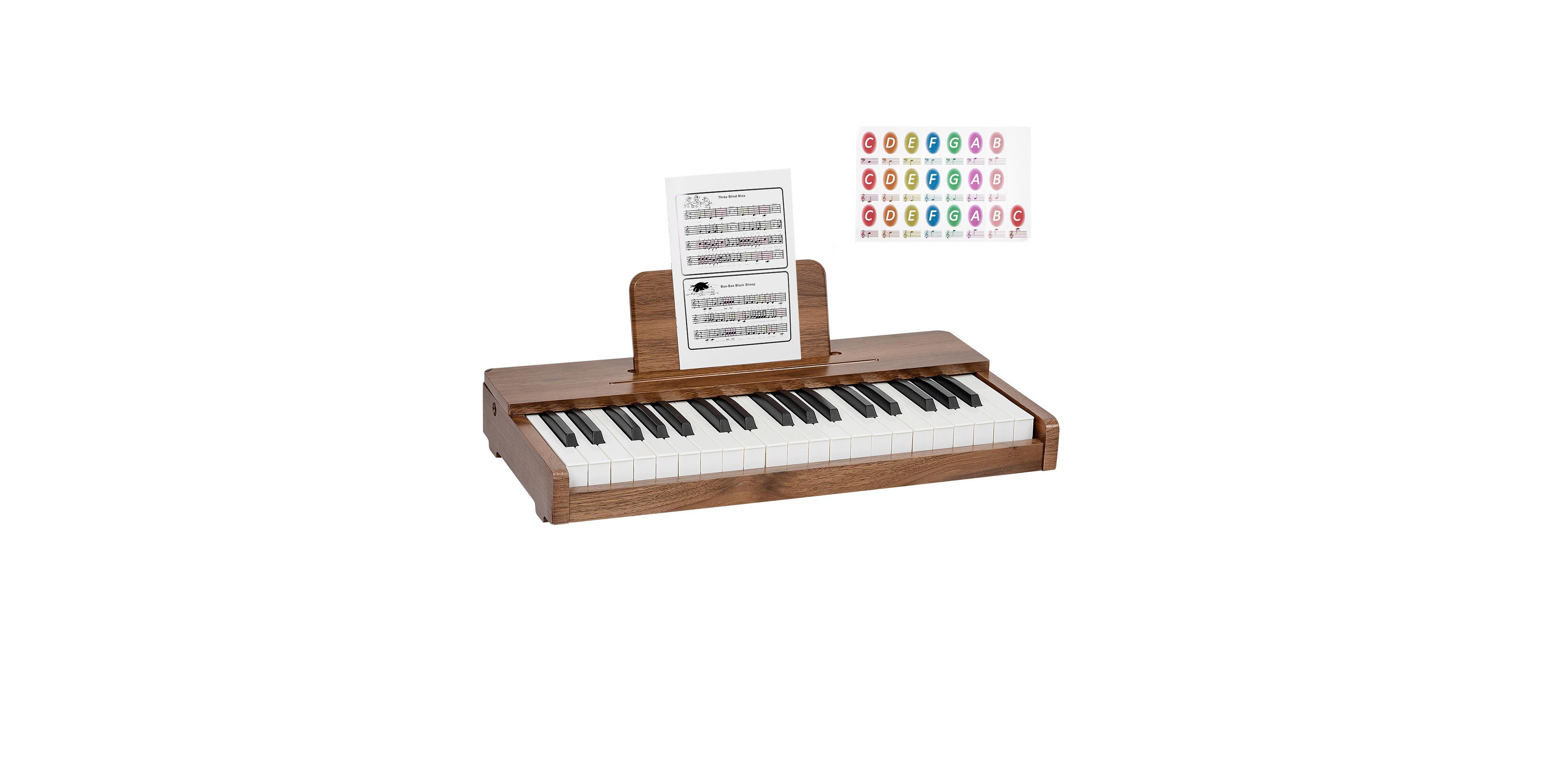 Hongge Kids' Wooden Digital 37-Key Piano Keyboard, Ages 3+