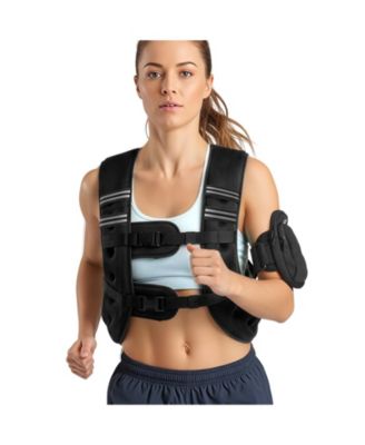 25 Lbs Adjustable Weighted Vest with Reflective Stripe and Neoprene Shell for Strength Work