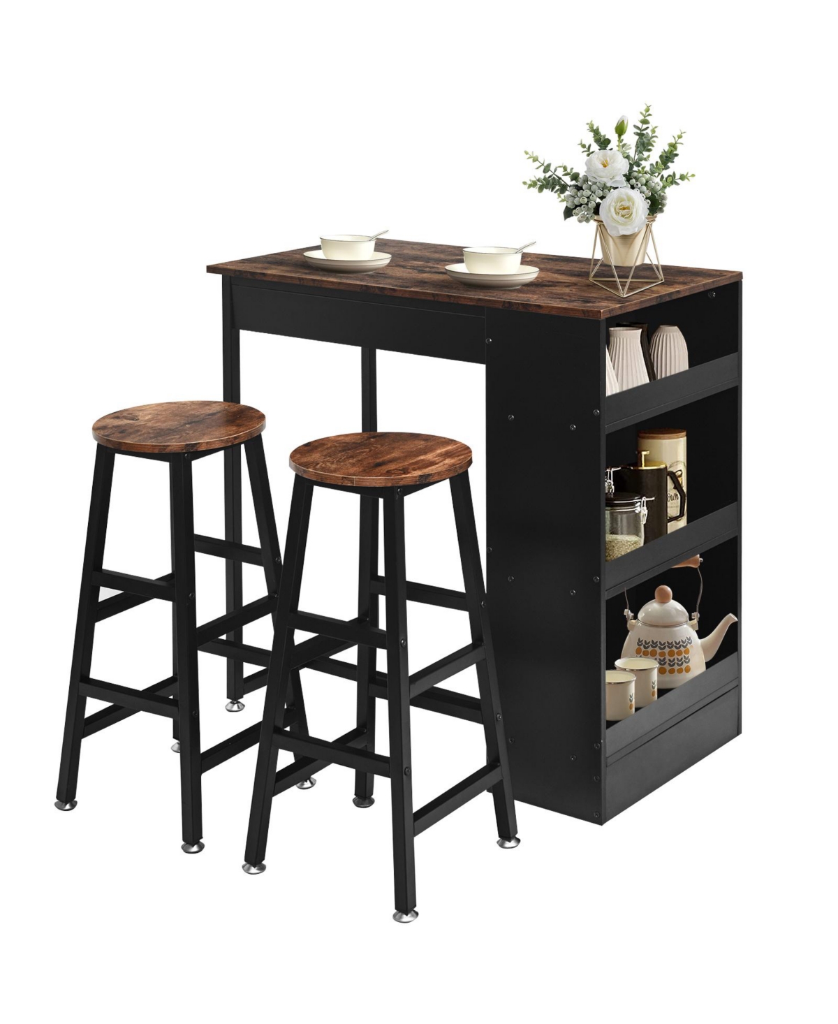 Mecale 3-Piece Bar Table Set with Storage