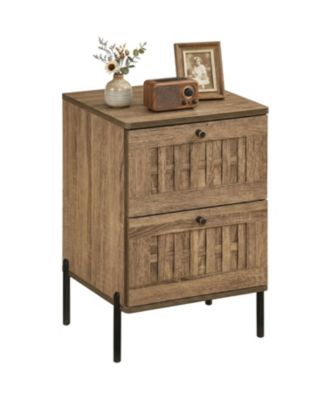Nightstand Mid Century Modern End Table with Storage Drawers