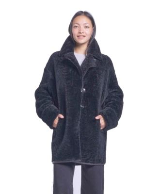 Women's Reversible Oversized Genuine Shearling Coat