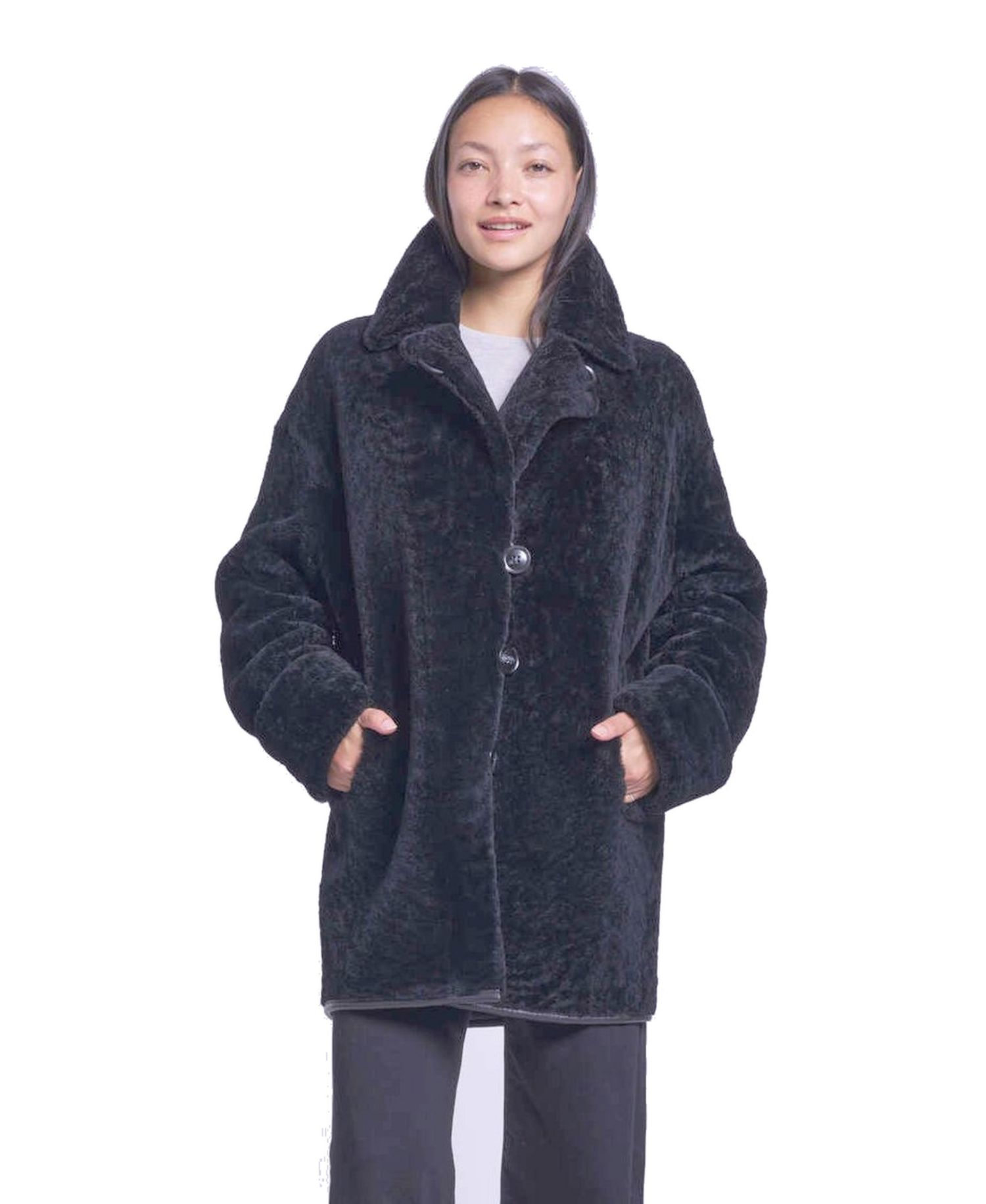 Women's Reversible Oversized Genuine Shearling Coat