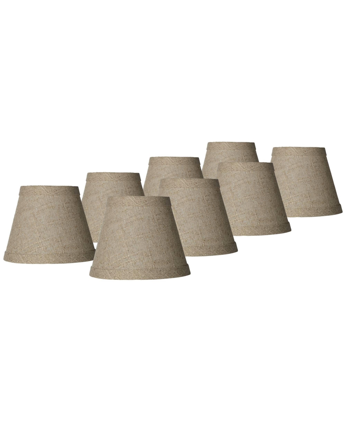 Springcrest Set of 8 Empire Lamp Shades Fine Burlap Natural Small 3" Top x 5" Bottom x 4" High Candelabra Clip-On Fitting - Brown