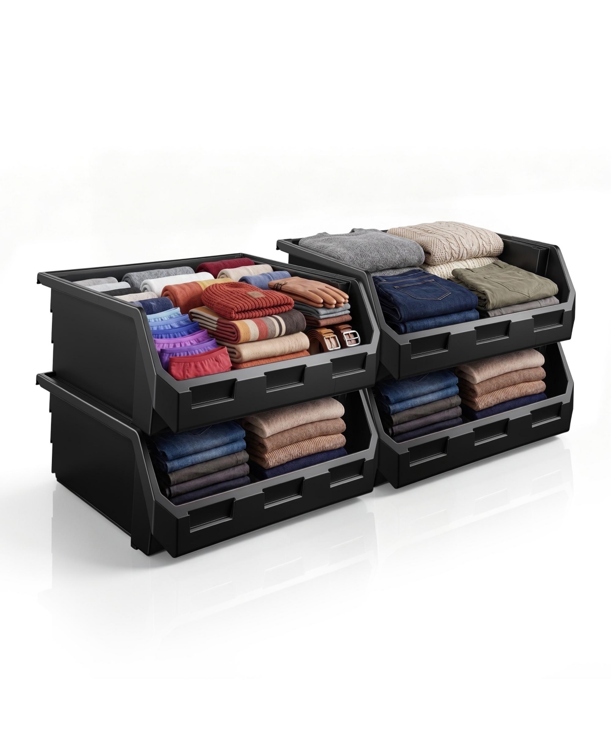 Sorbus Extra Large Open Front Stackable Clothing Storage Bin â Closet and Wardrobe Organizer - Black