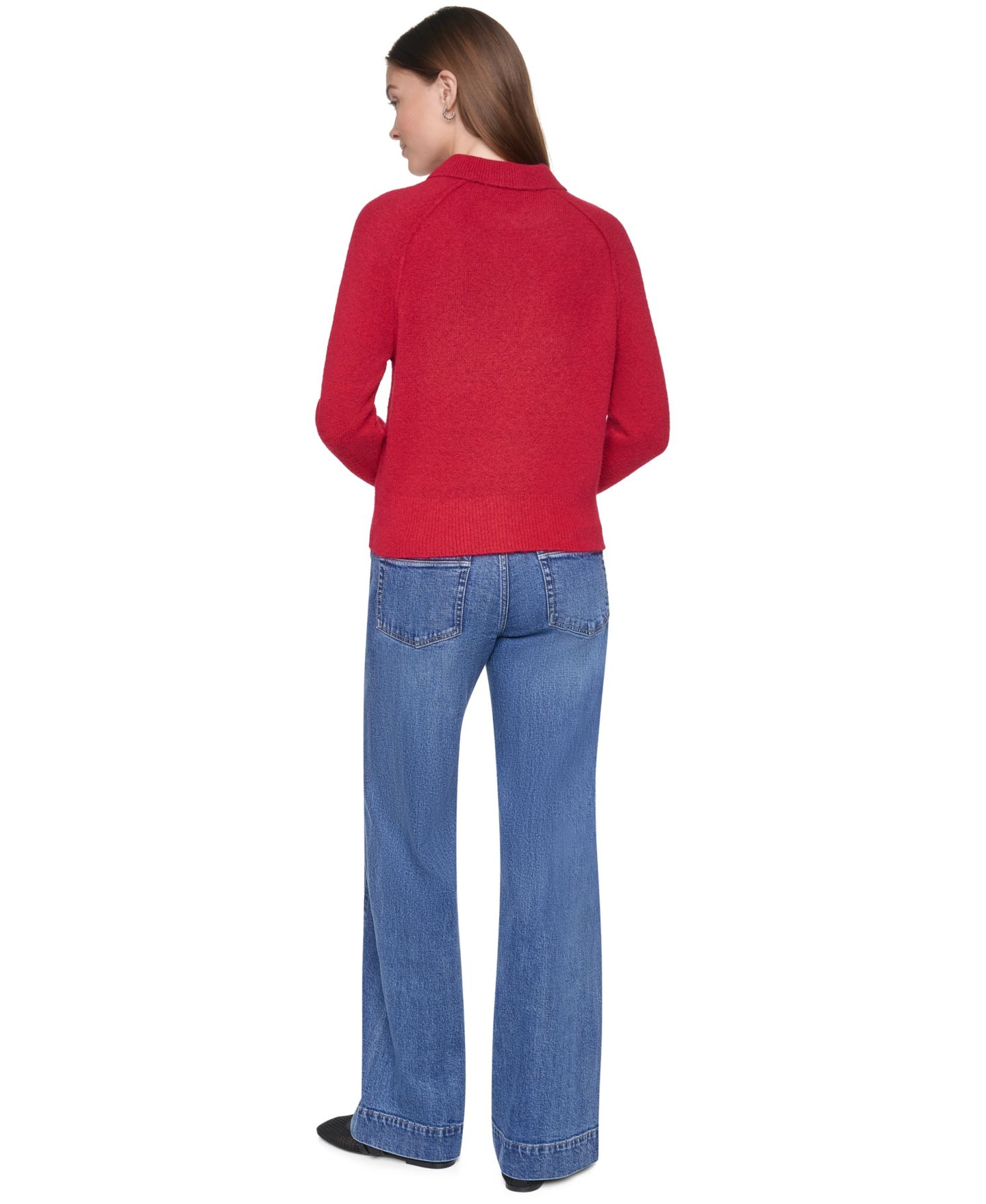 Женский свитер-поло DKNY Jeans, для невысоких, цвет: Рубиновый — фото 7