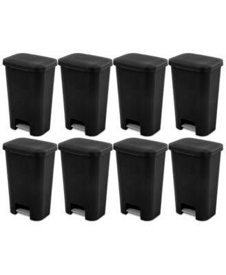 11.9 Gal Rectangle Step On Trash Kitchen Wastebasket, Black (8 Pack)