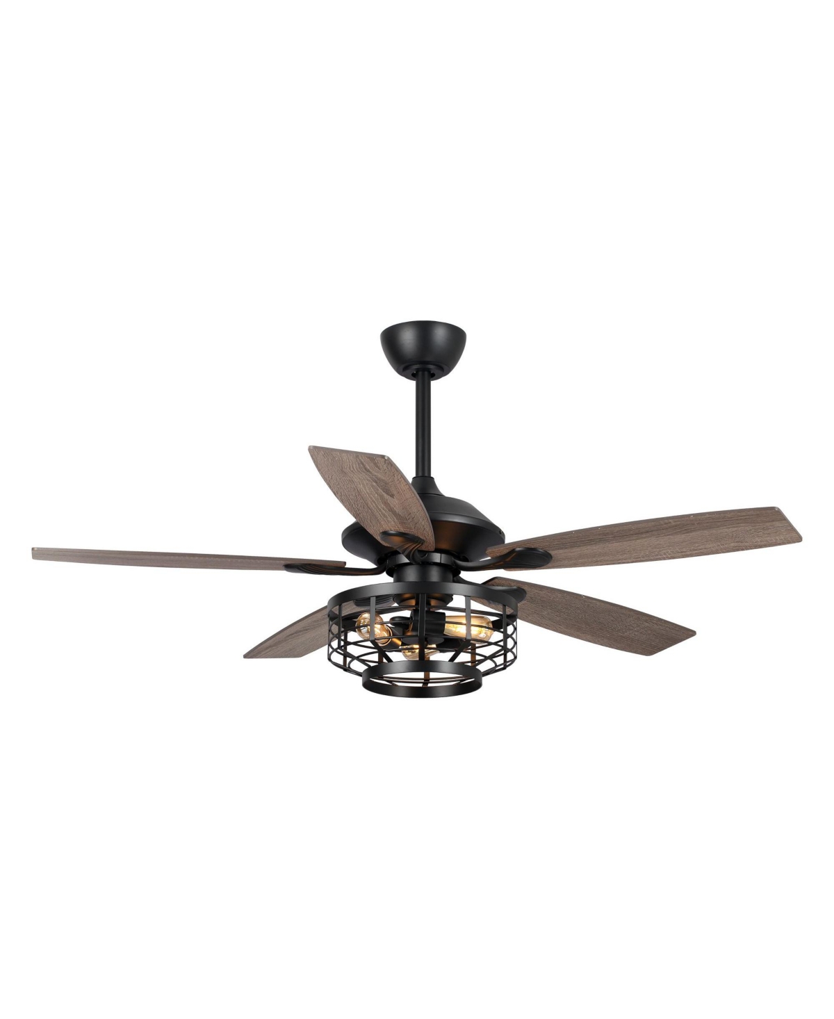 Parrot Uncle 52 Industrial Wood 5-Blade 3-Light Metal Ceiling Fan with Remote