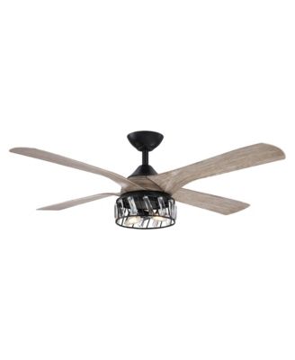 52-inch Matte Modern Crystal LED Chandelier Ceiling Fan with Downrod and Remote