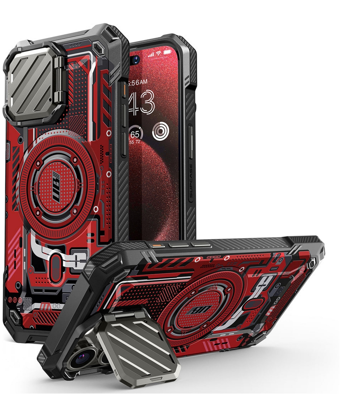 Supcase Unicorn Beetle Mag Xt MagSafe-Compatible Heavy-Duty Phone Case with Built-In Kickstand for iPhone 15 Pro Max - Red