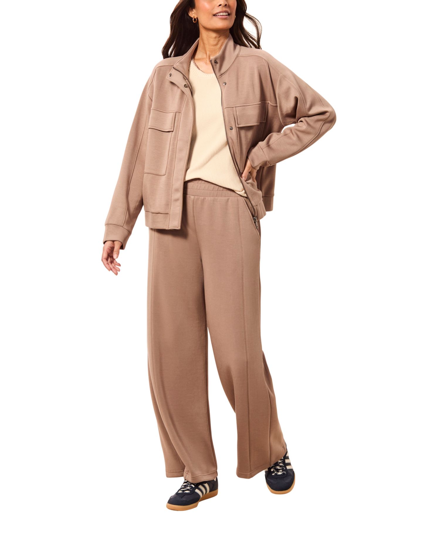 Women's Techno Lux Pull-On Wide-Leg High-Rise Ankle Pants
