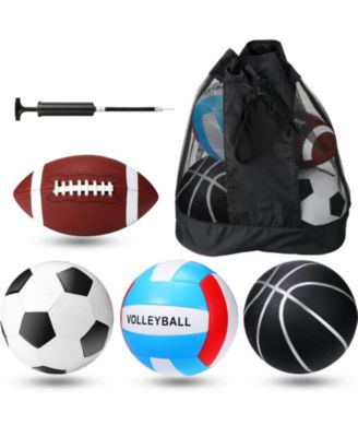 4 Sport Balls Set With Carry Pump And Storage Bag