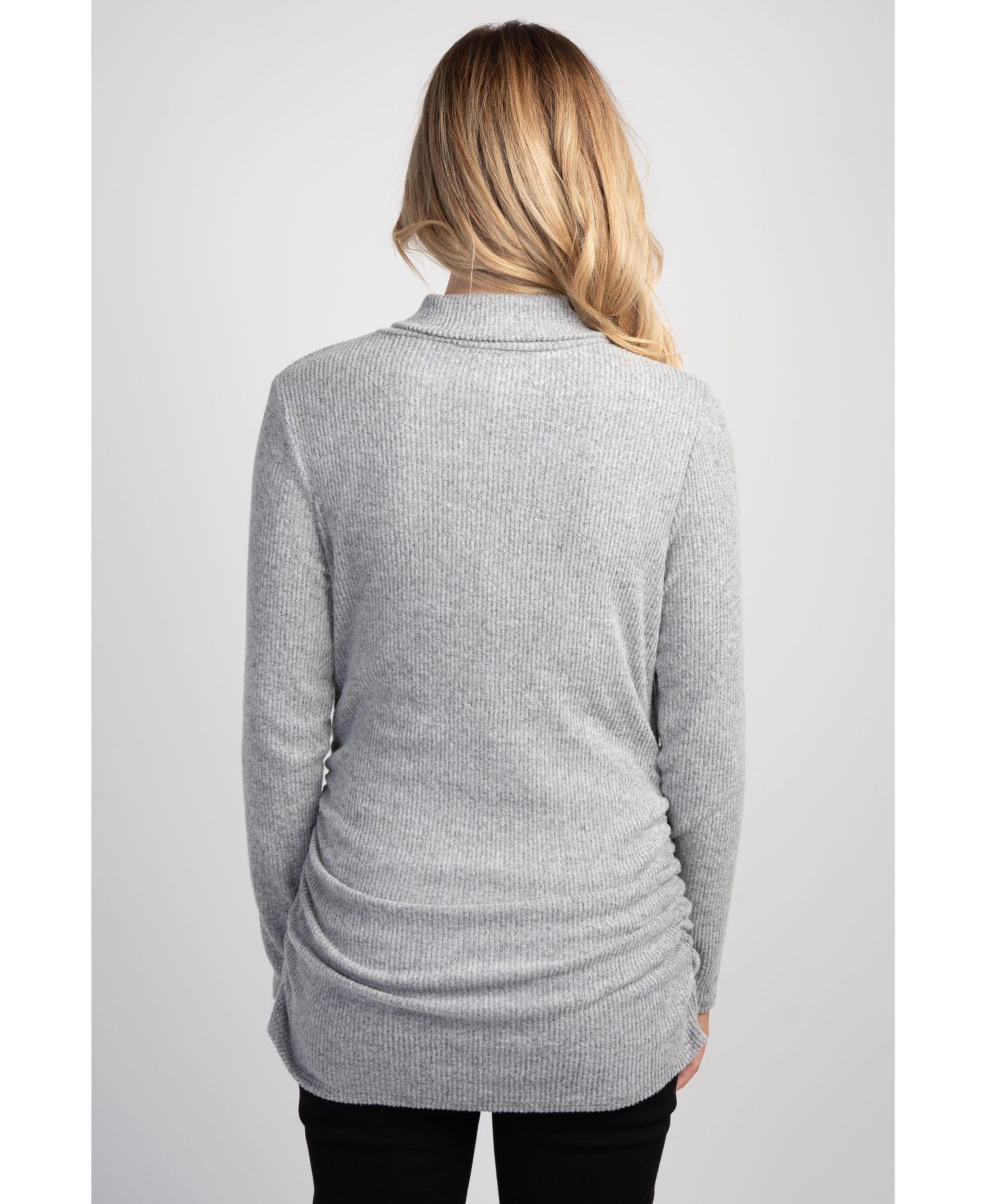 Maternity Nursing Ribbed-Knit Crossover V-Neck Long-Sleeve Top