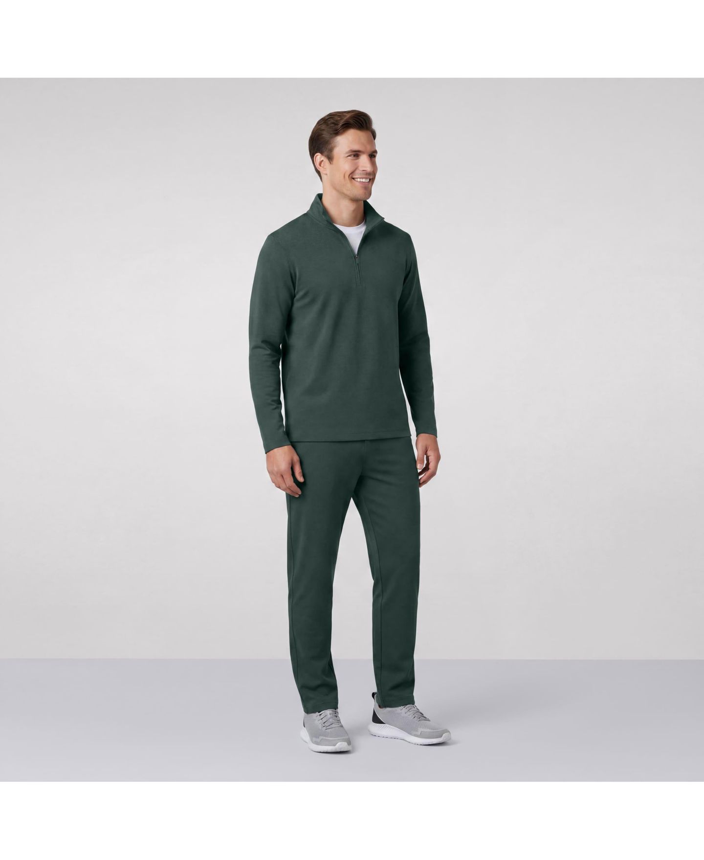 Мужской свитер Jack Archer Range Relaxed-Fit Mock-Neck Quarter-Zip Pullover, цвет: Зелёный — фото 4