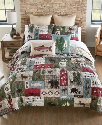 Montana Forest Woodland Motifs 3-Piece Quilt Set, King