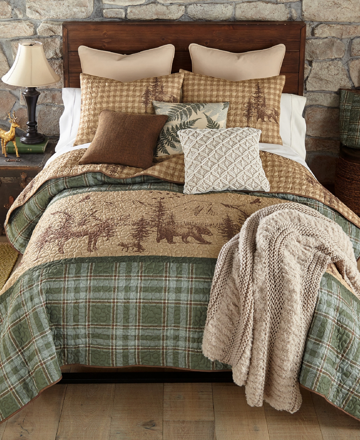 Your Lifestyle Spruce Trail Nature Scene 3-Piece Quilt Set, Queen