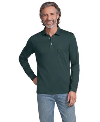 Men's Long Sleeve Cotton Supima Polo Shirt with Pocket