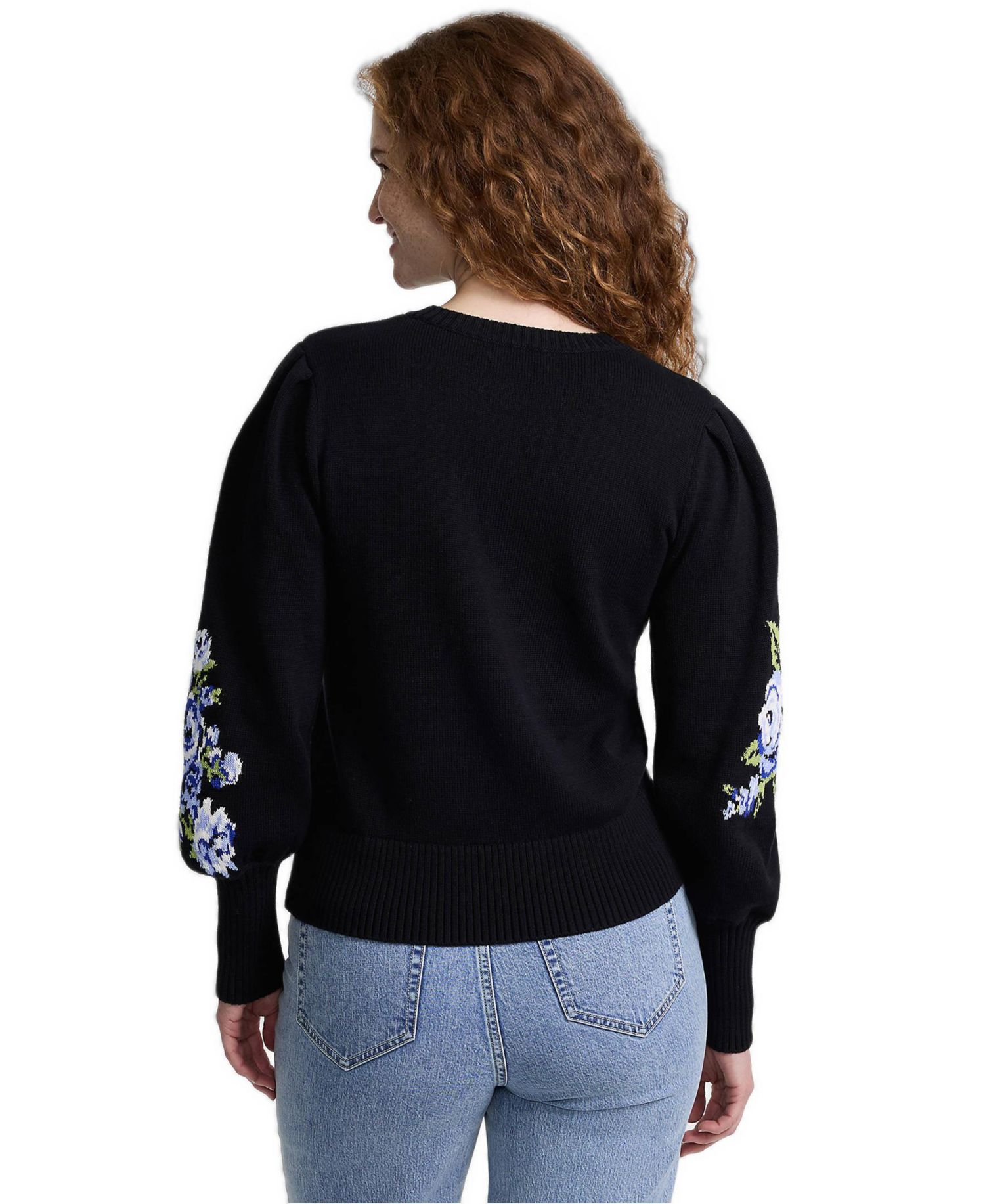 Women's Drifter Puff-Sleeve Jacquard Crewneck Sweater